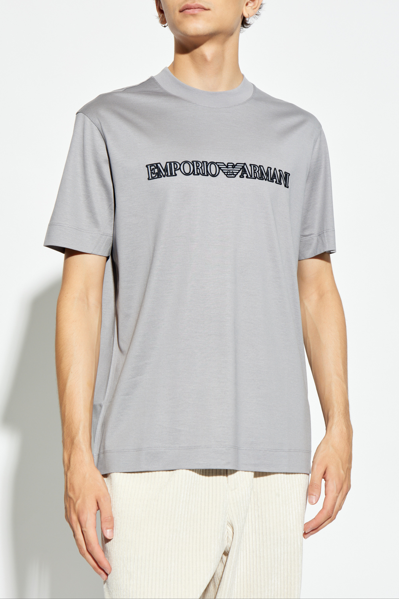 Tシャツ・カットソー GIORGIO ARMANI DOVE GREY SATIN T-SHIRT GIORGIO ARMANI: T-shirt men - Dove Grey | Giorgio Armani t